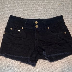black jean shorts